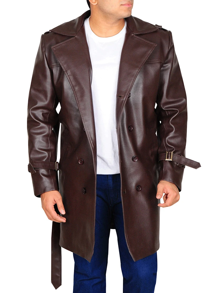 Easy to wear long lasting genuine leather male long coats bulk quantity fast shipping windproof long coats for sale