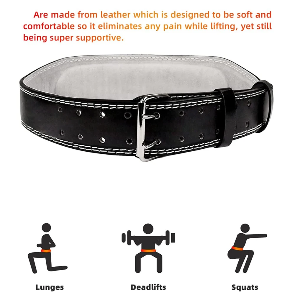 Leather Weight Lifting Belt for Men Women, Powerlifting Weightlifting Squat Deadlifts Gym Belt with 4.5 Padded
