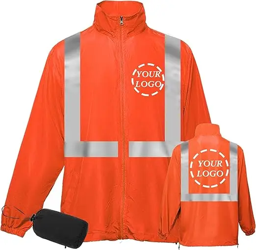 Hi Vis Reflective Lightweight Thin Windbreaker Jacket Sun Protection Construction Worker Custom Logo Breathable Quick Dry