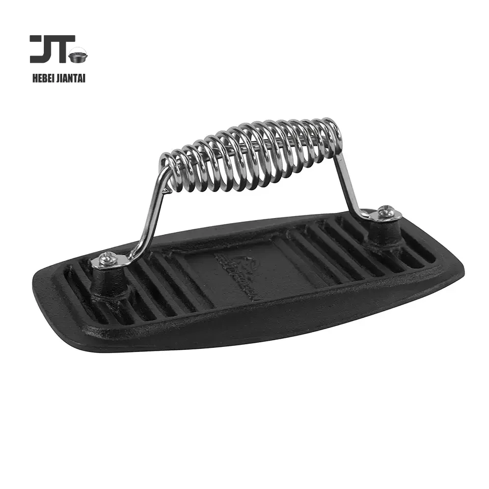 Stainless Steel Handle Cast Iron Meat Press Pre Seasoned for Delicious Meat Steak Beef and Patty Heavy Duty Cookware for Kitchen