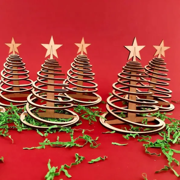 Mini Christmas tree toy - wooden Christmas decorations, Small Christmas tree figure