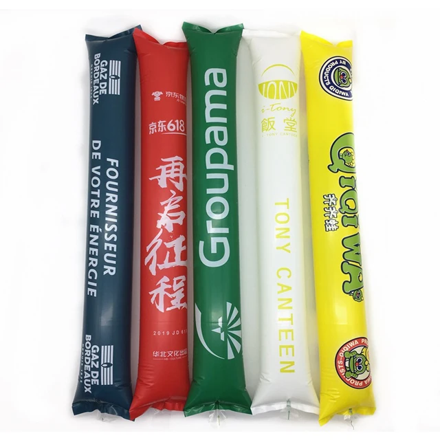 Promotion Customized Logo Inflatable Football Thunder Sticks Cheerful Party Supplies with Logo for Football Fans