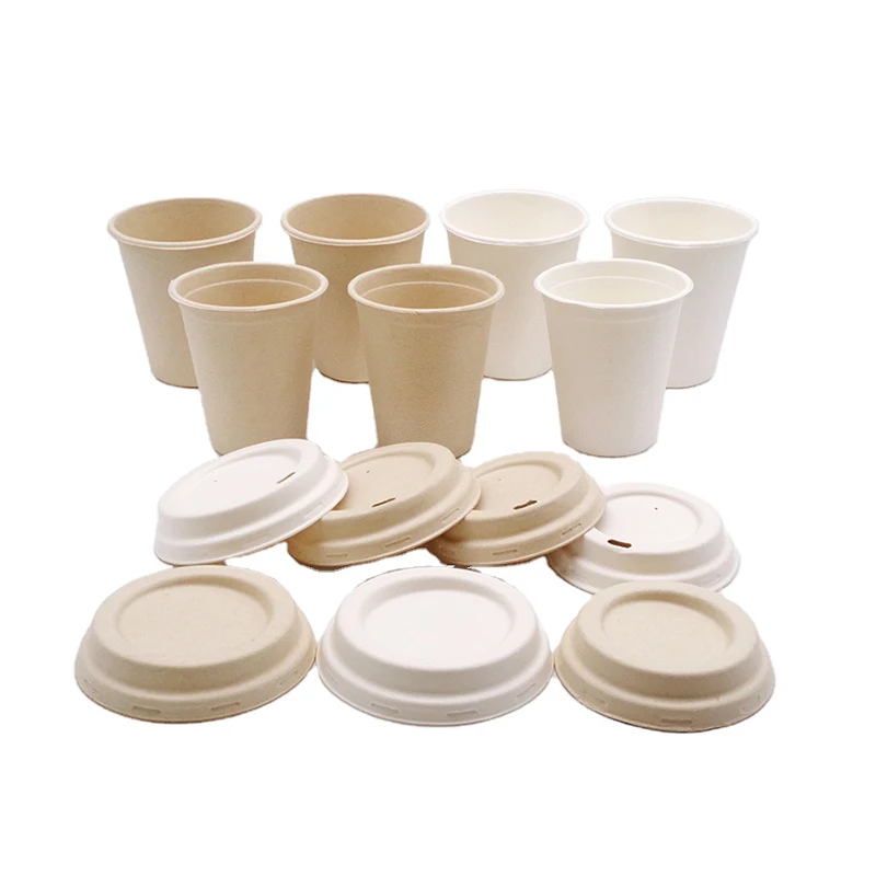 Biodegradable Coffee Cups Disposable Sugarcane Bagasse Compostable Cups for Cold or Hot Drinking