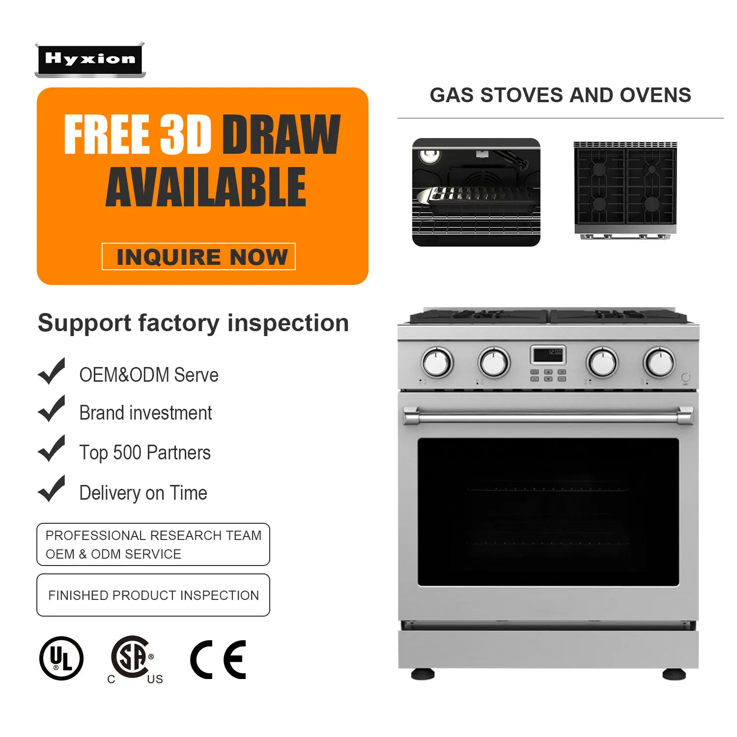 Отдельно стоящая газовая плита с 4 горелками, 2 года гарантии, кухонная плита с духовкой