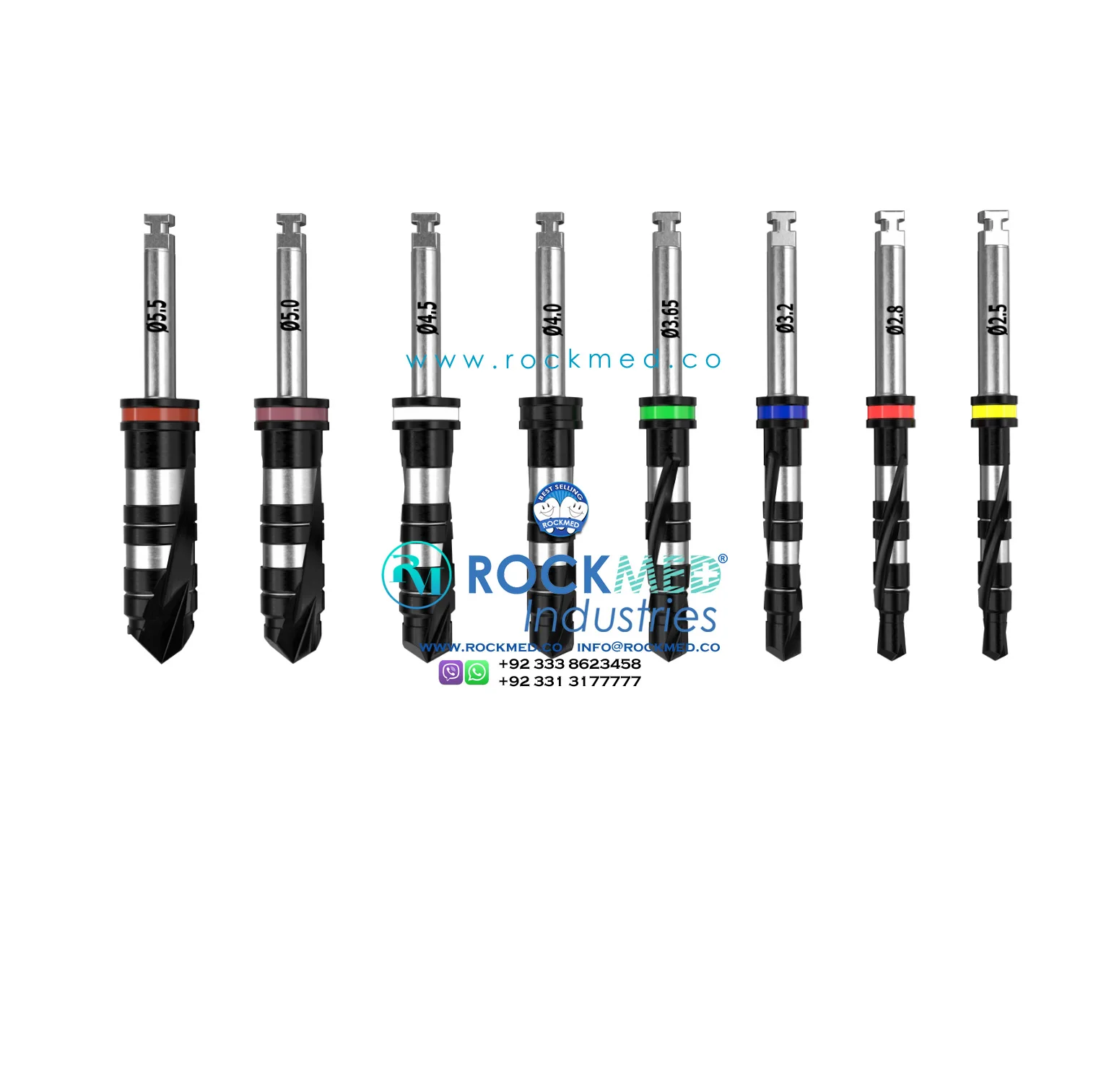 Dental Implant Titanium coated step drills are designed to enable comfortable, accurate, stable and reliable drilling of the Ost