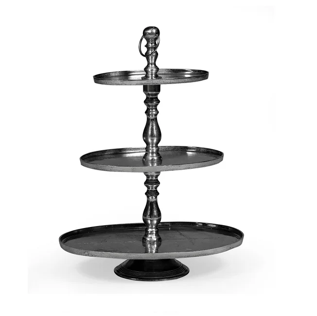 Top Class Designer Aluminum Cake Stand Black Finished Round Shape Cake Stand Best Selling Decorative Table Top Metal Cake Stand