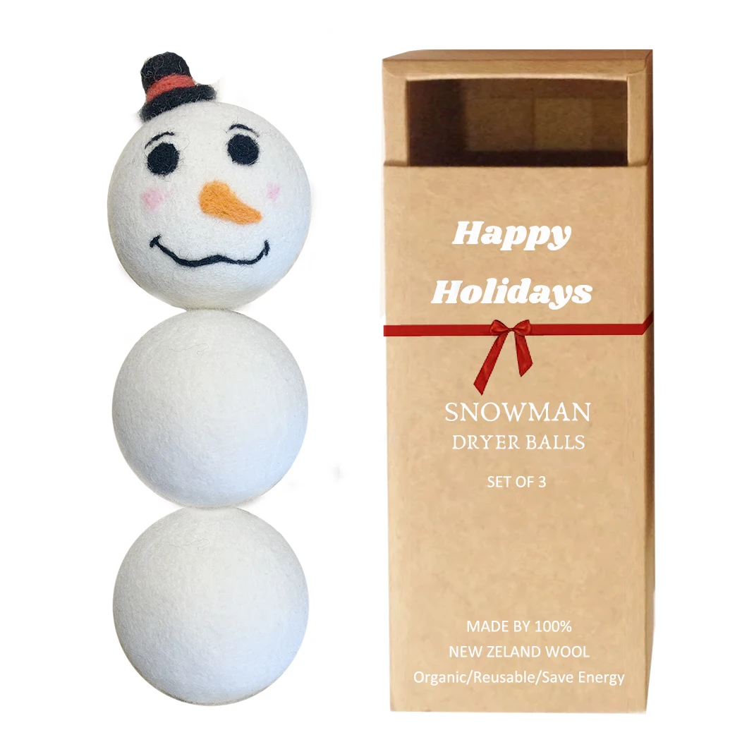 Snowman Wool Dryer Balls Pack of 3 Gift Set Christmas ball