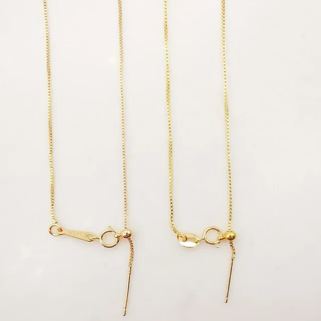 Adjustable Finished Cable Chain for Necklace With Spring Clasp 18K Gold Plated Brass Box Chain Finding Necklace Jewelry