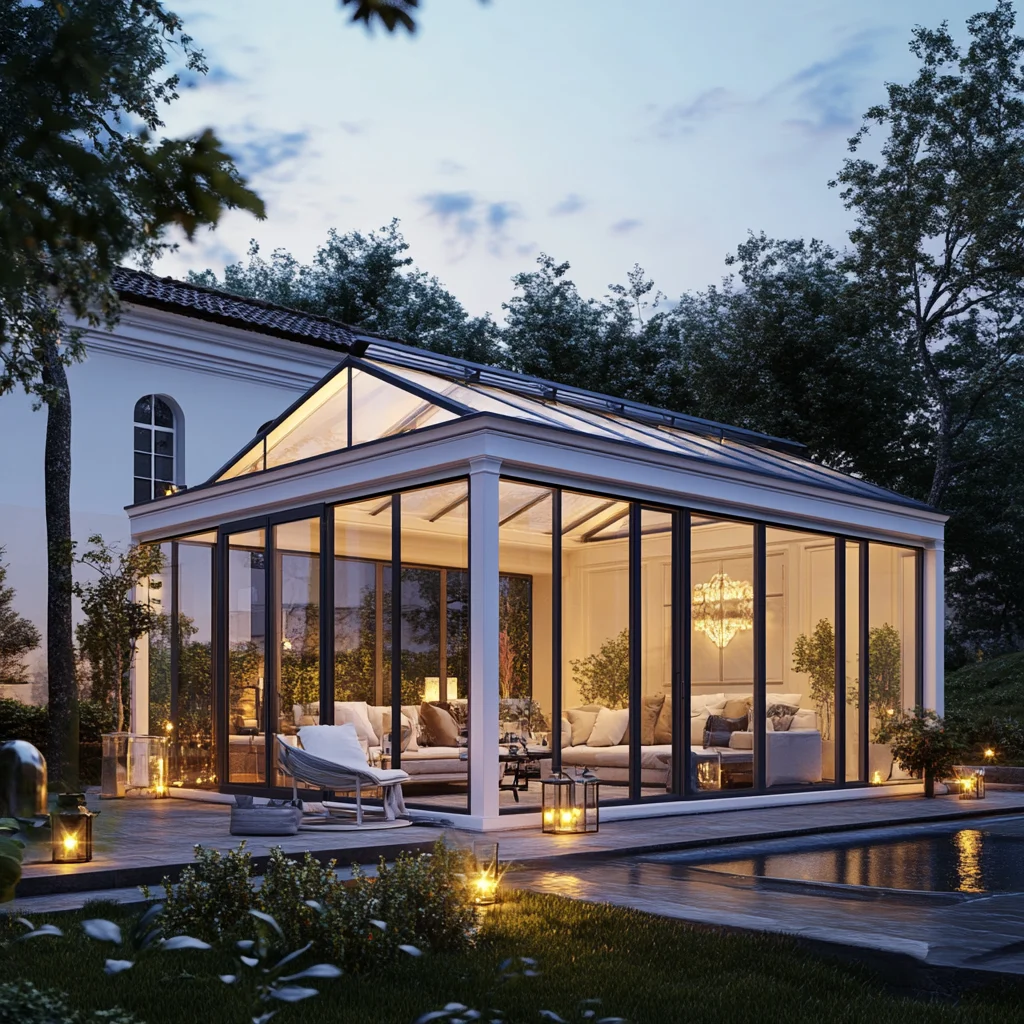 Villa Outdoor Aluminum glass garden house Veranda four Season Sunroom double Glass Aluminum