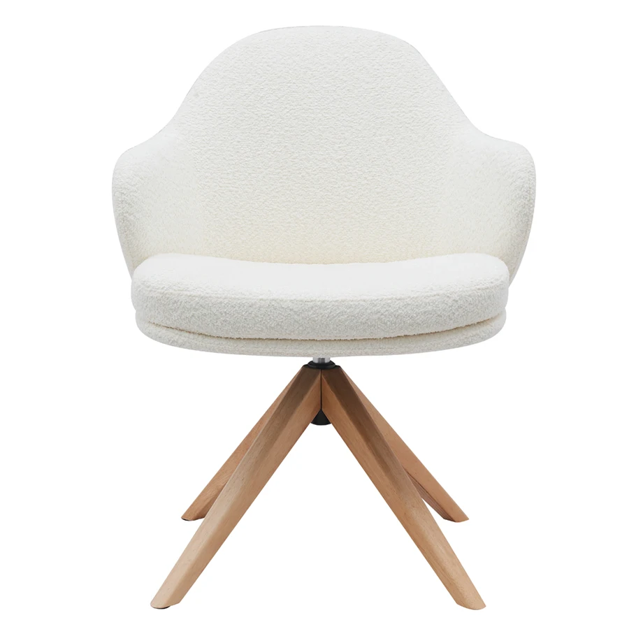 Partner Teddy Velvet Fabric Cover Dining Chair with With rotation function and Beech wooden legs HUNTER