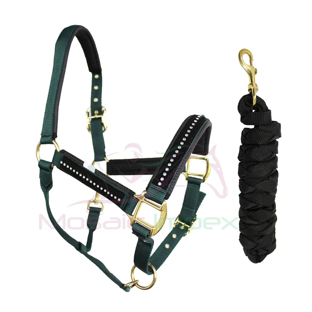 Adjustable Nylon Horse Halter Lead Rope with Durable Brass Snap Hook and Premium Quality Metal Clasp Premium Horse Product