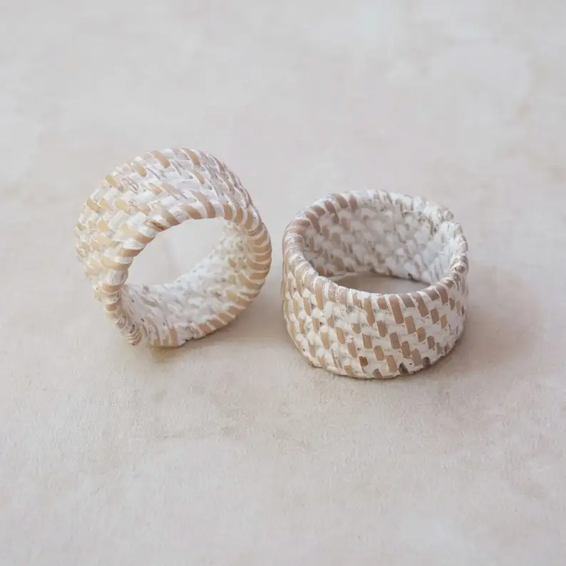 White Napkin Rings Made of Rattan for Table Decoration Napkin Ring Christmas Napkin Rings Wedding Made by Vietnamese Supplier