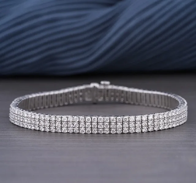 Luxury Lab Diamond 7 Inches Chain Tennis Bracelet 1.70mm CVD VVS-VS 14k White Gold for Women Fine Jewelry Bracelets & Bangles