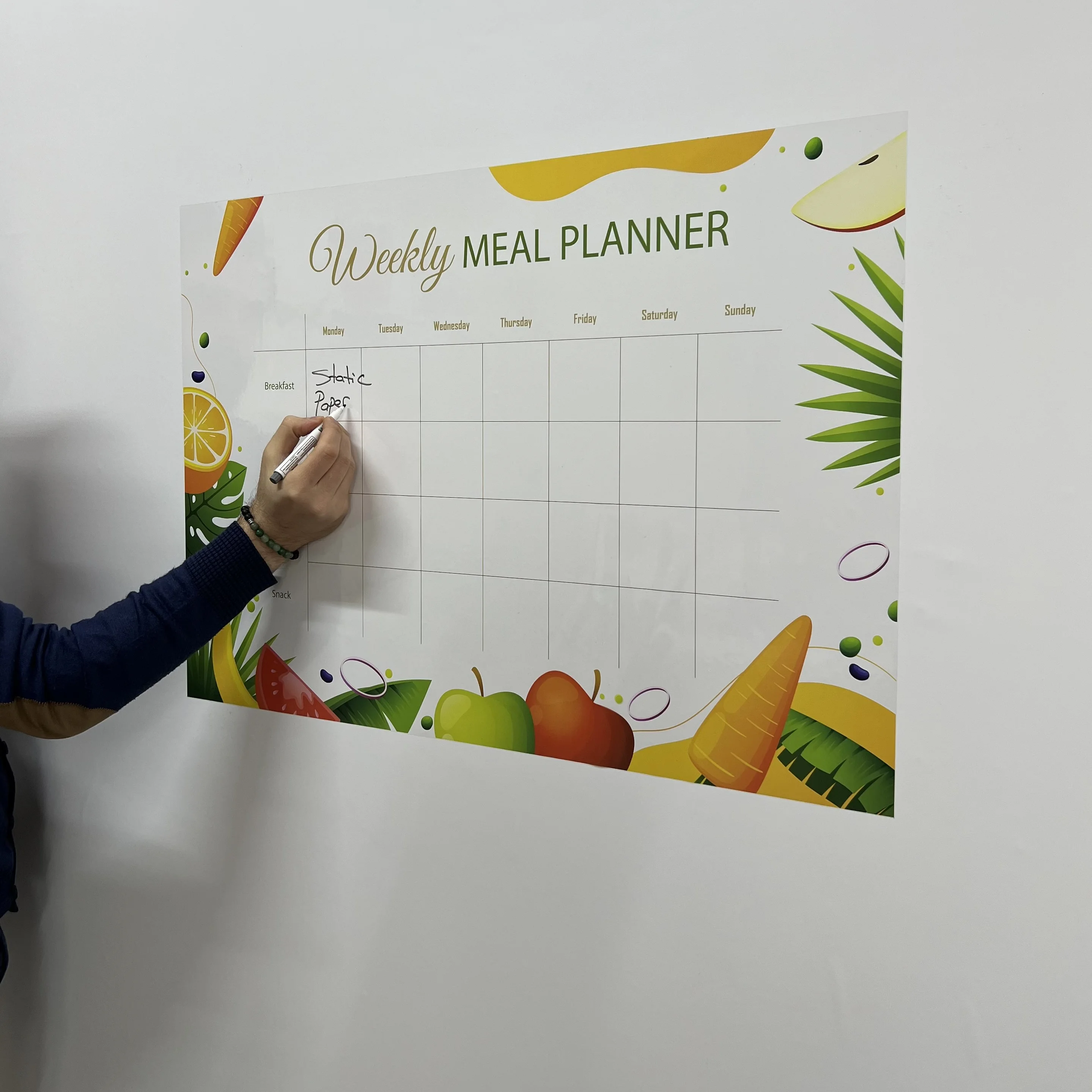 Dry Erase Weekly Meal Menu Nutrition Organizer Planner-1 Reusable Durable Polystyrene Material Holds The Surface With Static