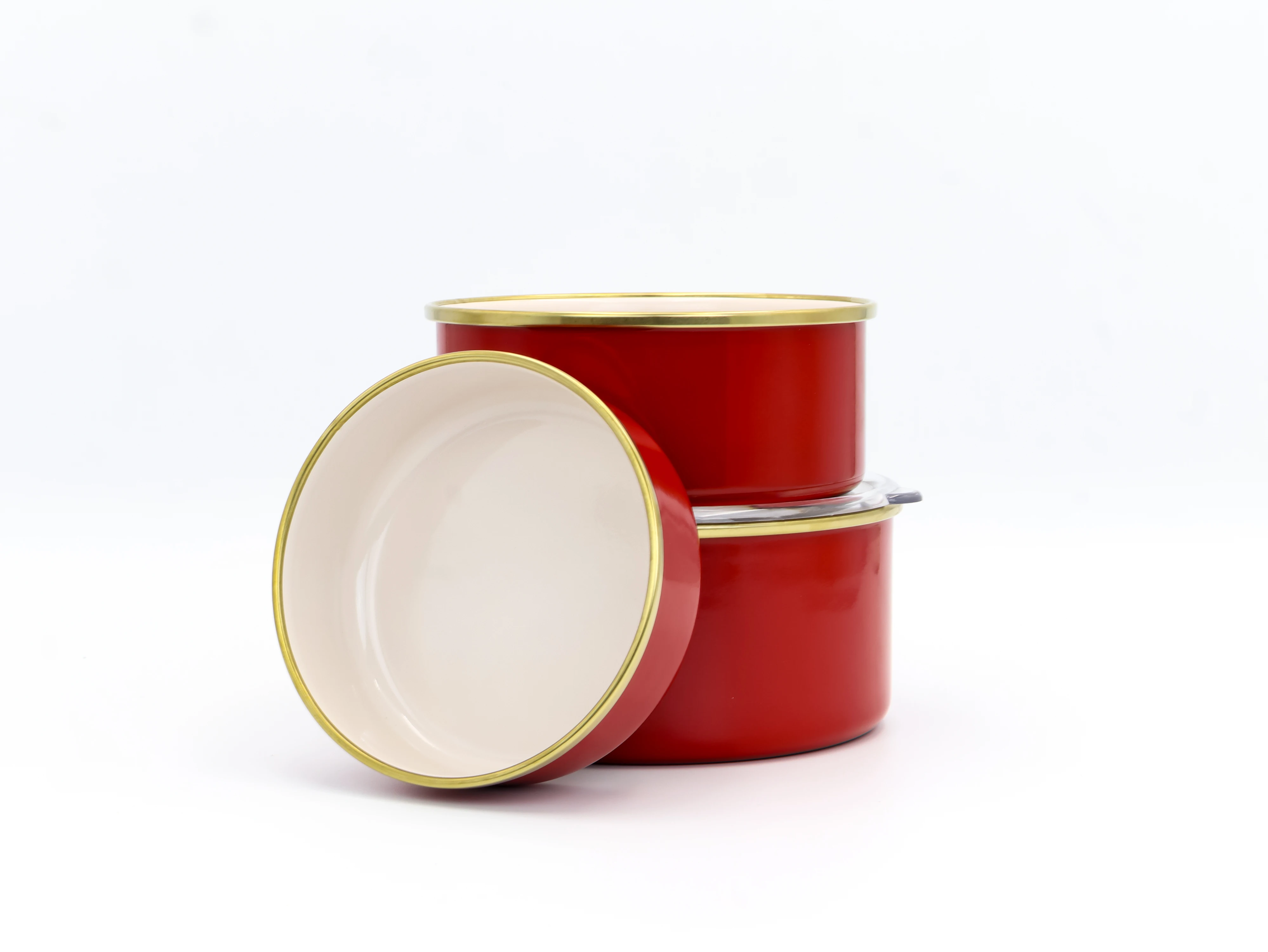 Bonera High Quality 6-Piece Enamel Storage Box Set 14 16 18 cm Steel Coated Silicone Utensils Kitchen Academia Soup Stock Pots