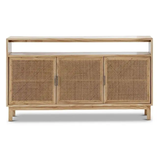 Side Board Latest Cane and Rattan Furniture Collection Designer for Living Room Cabinets Tobacco Brown Finish