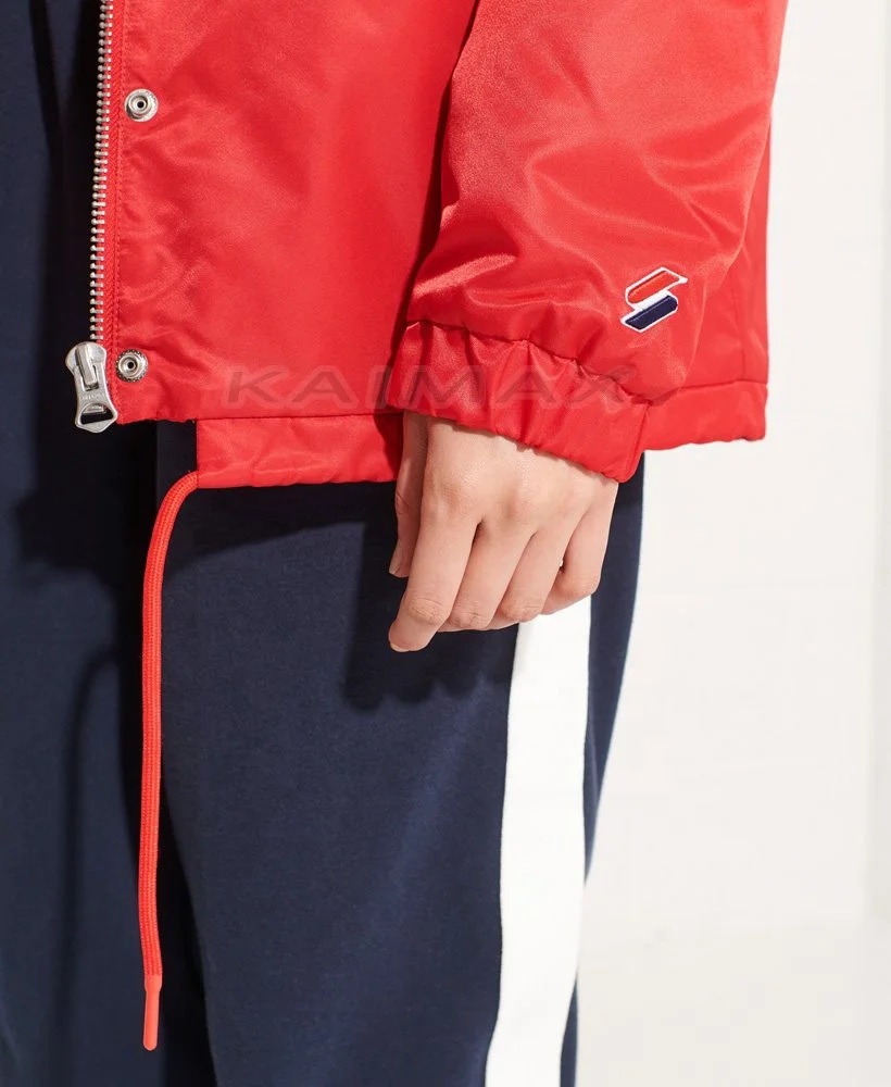 Cheap OEM Red Nylon Coaches Windbreaker Jacket Wholesale Outdoor Sports Coach Jacket Men Women