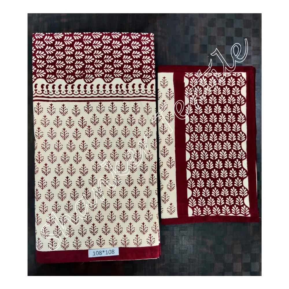 New Print Classic Indian Handmade King Size 108x108 Cotton Premium Cotton Bedsheet With Pillow Cover Set