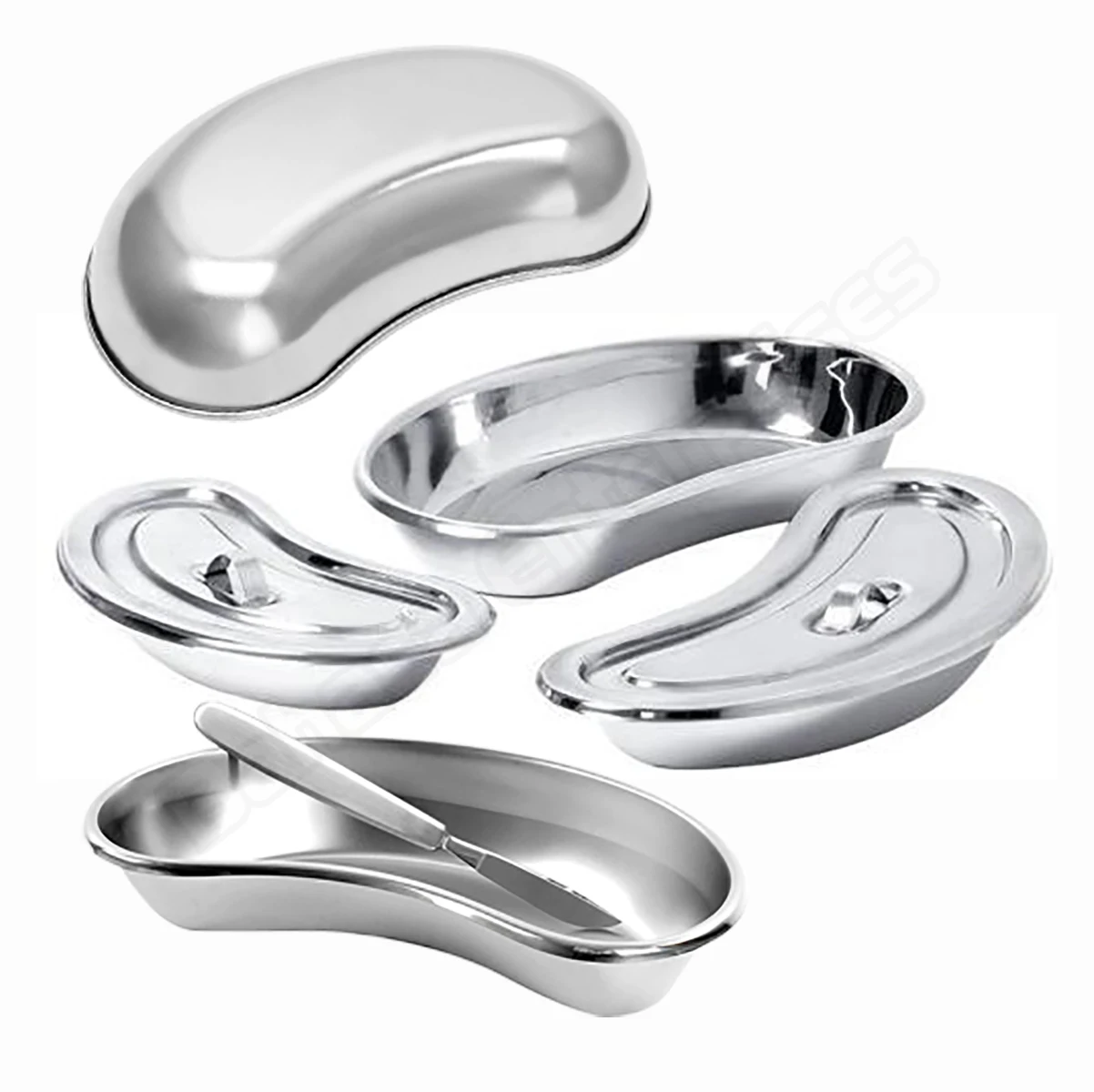 4 Pcs Kidney Tray 12,10,8,6 inch Stainless Steel Emesis Basin Kidney Shaped Emesis Bowl Reusable Metal Kidney Dish