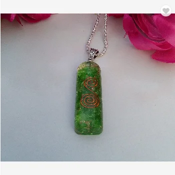 New Orgone Green Onxy WIth Copper Coil Pipe Pendant | Orgone Pendant For Sale | Wholesale Orgonite Crystal Pendant