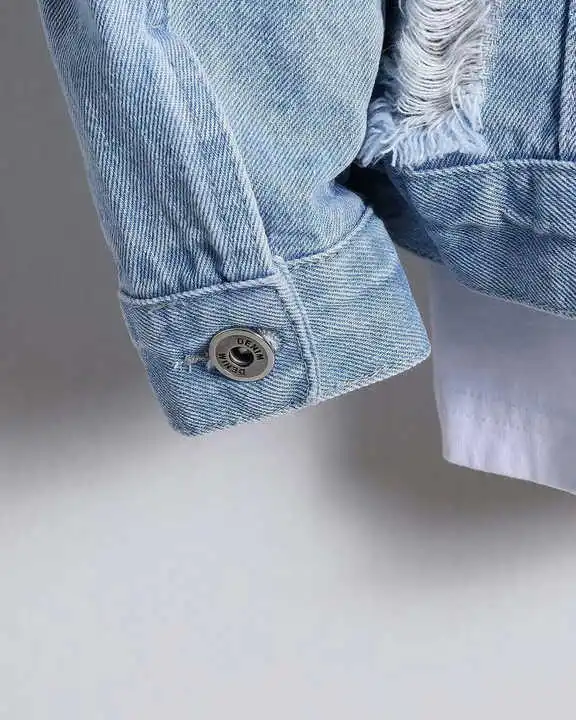 2024 Новинка оптовая продажа конкурентоспособная модная мужская джинсовая куртка Мужская рваная потертостая кислотная