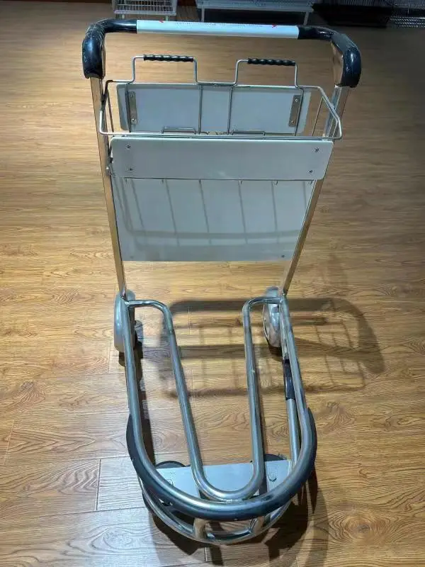 High Quality Stainless Steel Airport Passenger Luggage 4 Wheels Trolley With Hand Brake For Baggage