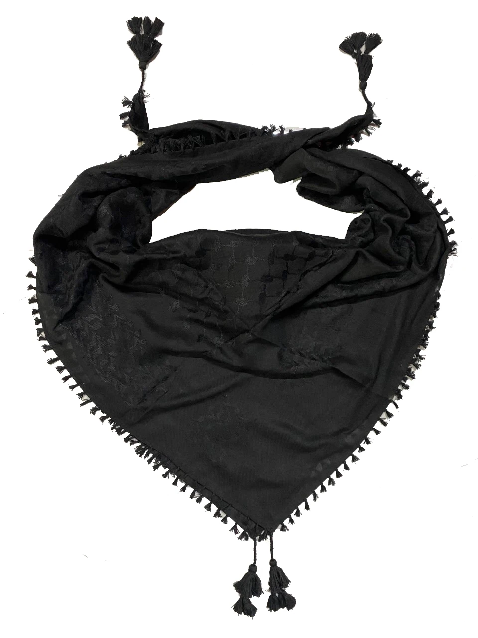100% Cotton Shemagh Keffiyeh Arab Shemagh Scarf  Black  self woven design large size for men and women palestine scarf