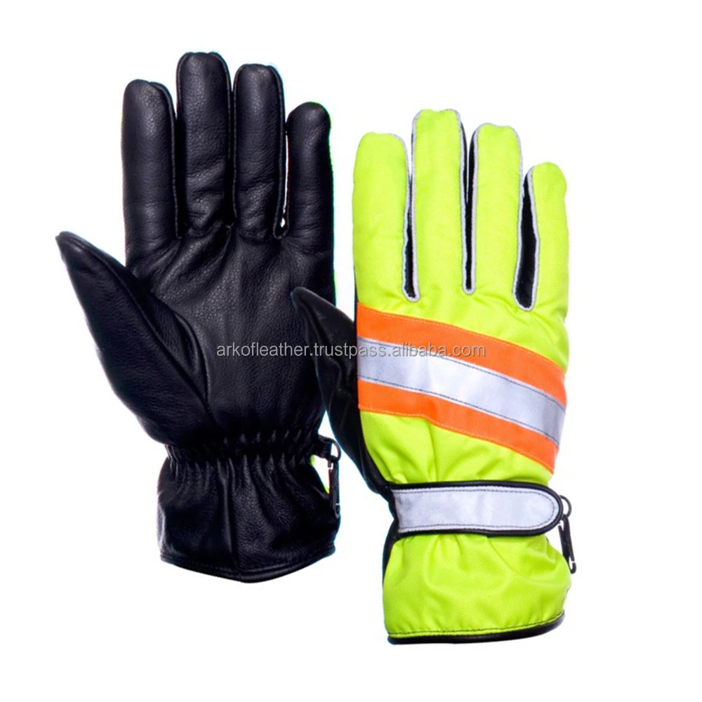 Customized High Visibility Gloves Synthetic Leather Gloves Mechanics Black Color Palm Padded High Visibility Gloves For Adult