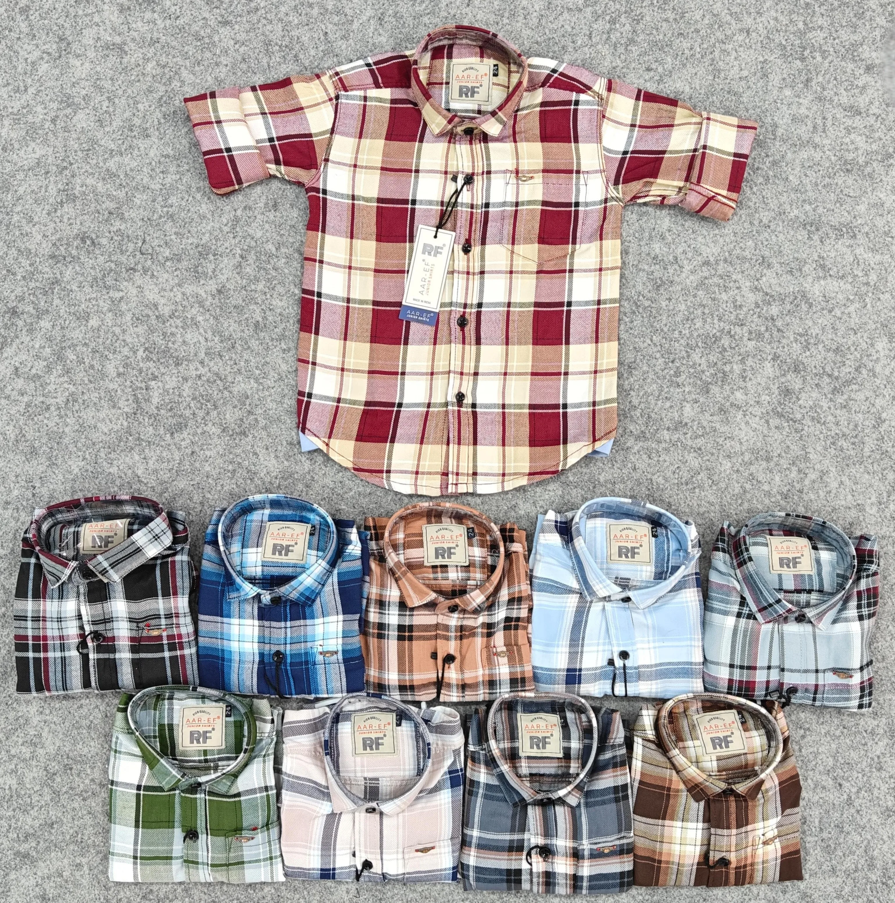 High Quality 2017 Spring Autumn Boys Shirts New Fashionable Plaid Oxford Design Short Sleeves Cotton Material Tops Kids School