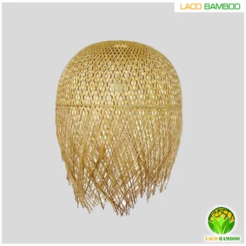 Classic and modern natural woven bamboo lampshade which used in restaurant and hotel interiors.