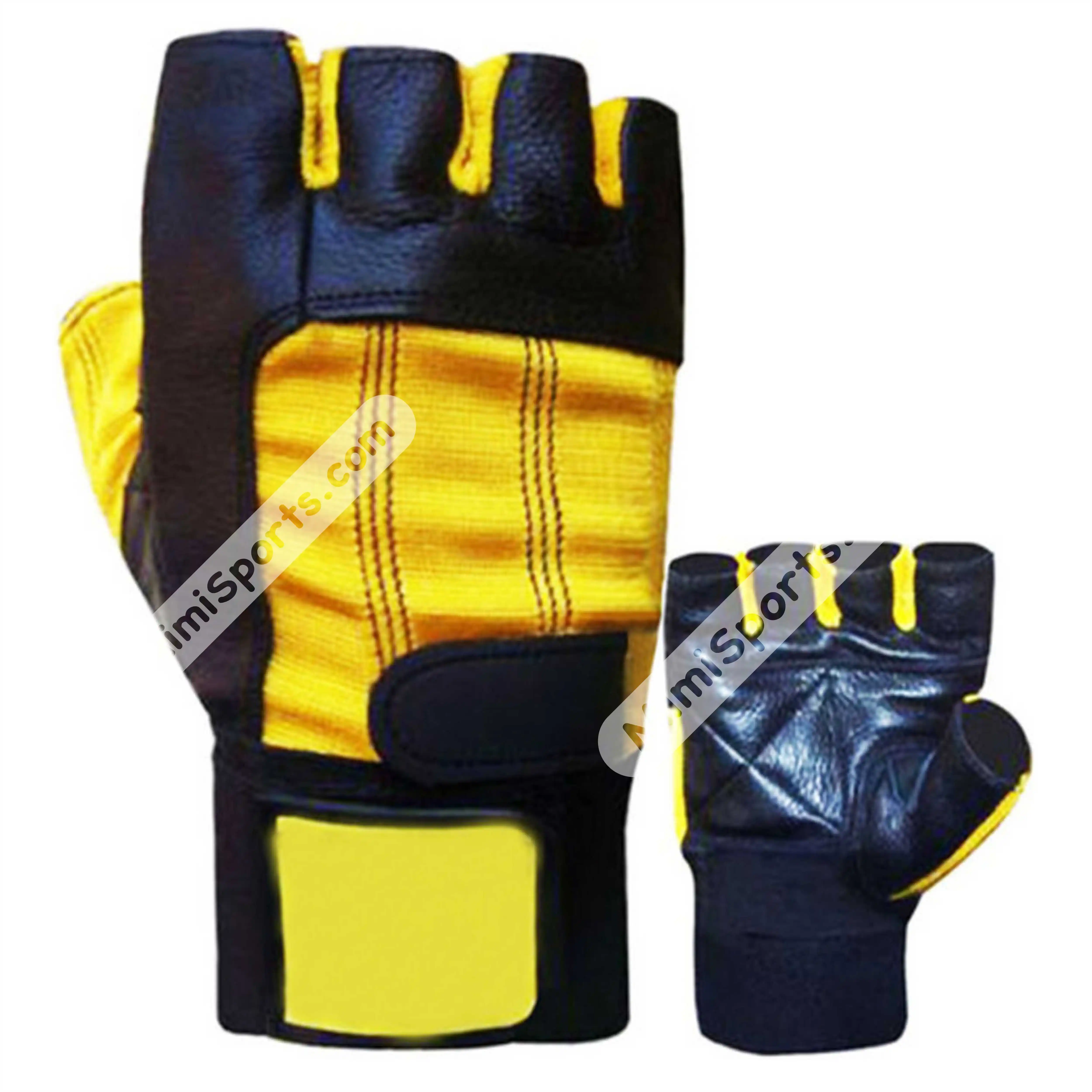 Trending Wholesale Weightlifting Workout Gloves With Wrist Support Custom Fitness Weight Leather Gloves from Pakistan Orange