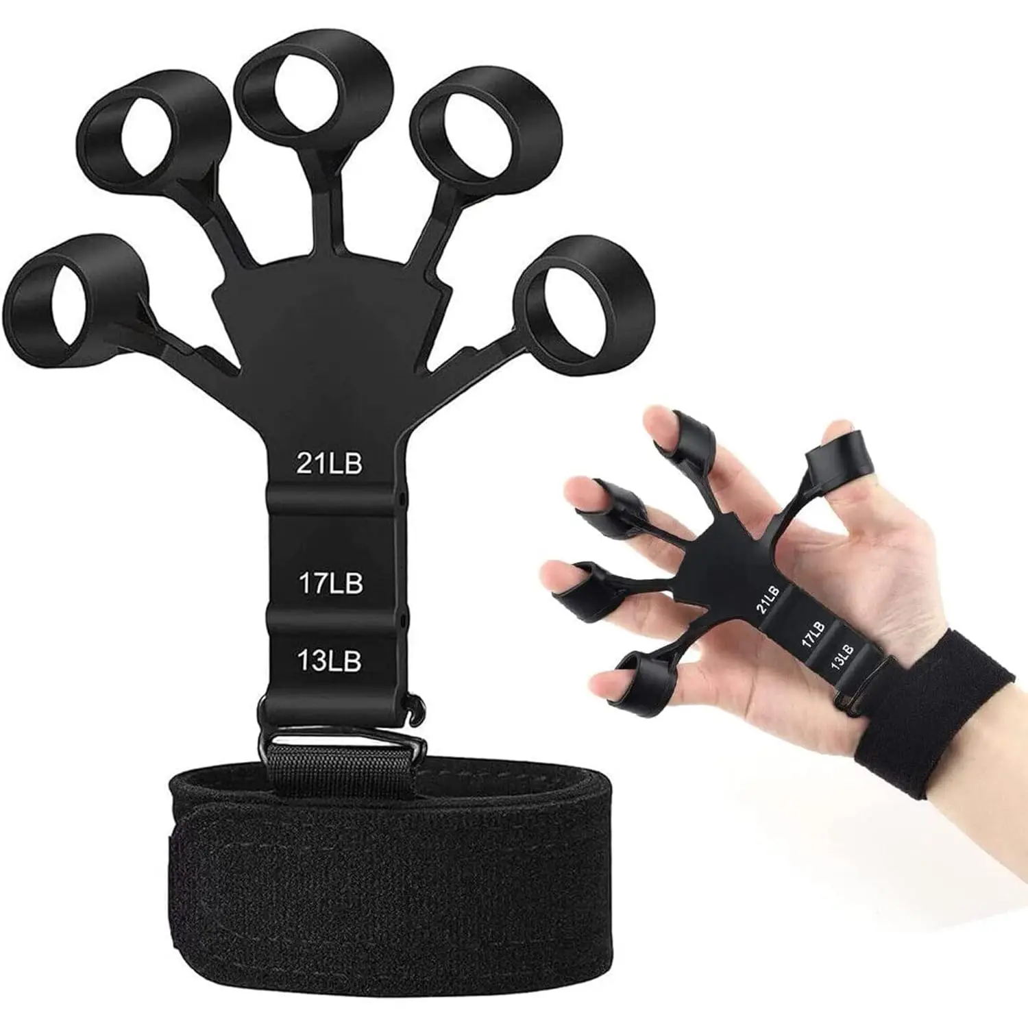 Elastic Finger Gripper Flex Gripster Guitar Hand Grip Exerciser Strengthener 6 Resistant Levels Expander Rubber Finger Trainer