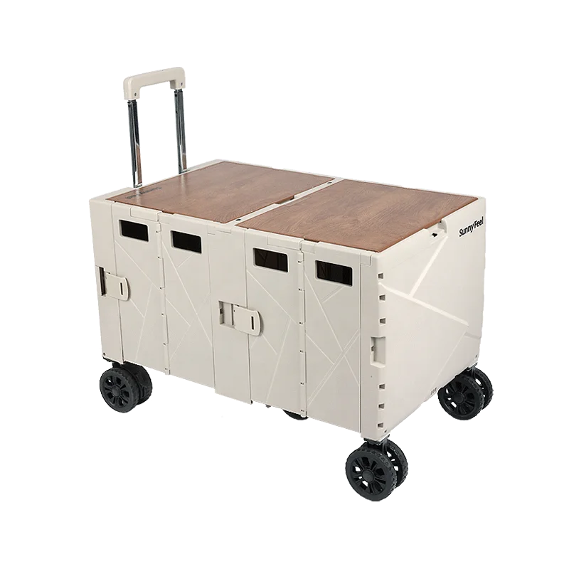 Sunnyfeel Heavy-Duty Camping Folding Wagon Cart with 140L Capacity and 100KG Load, Multi-Terrain Wheels, Quick Storage Design