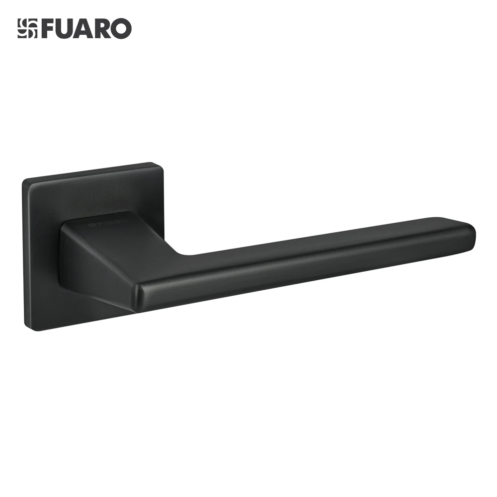 Modern Design Aluminium Door Lever Handle on Square ZAMAK Rose PRIME SL BL-24 Black