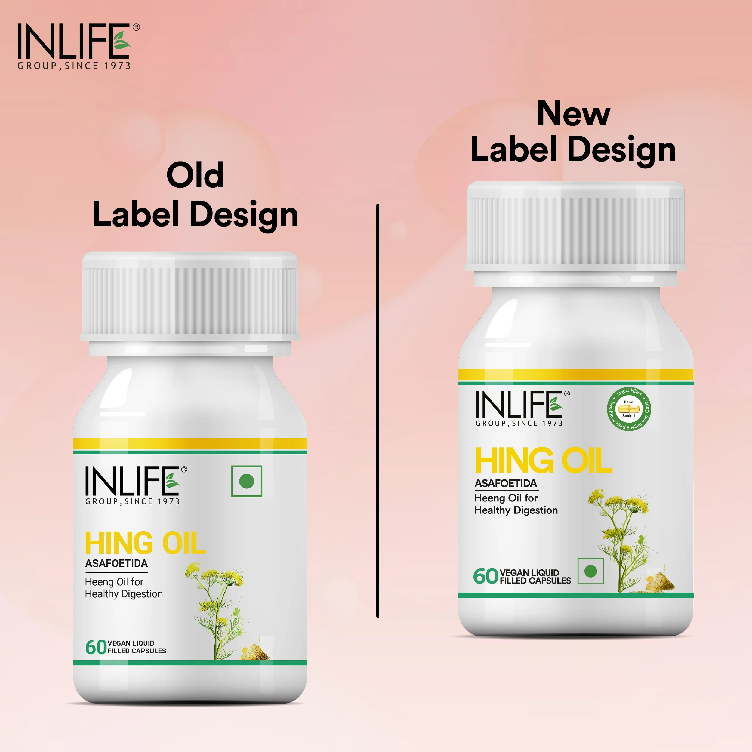 Hing Oil Capsule  60 Liquid Filled Vegetarian Capsules Private Label Healthcare Supplements India - INLIFE