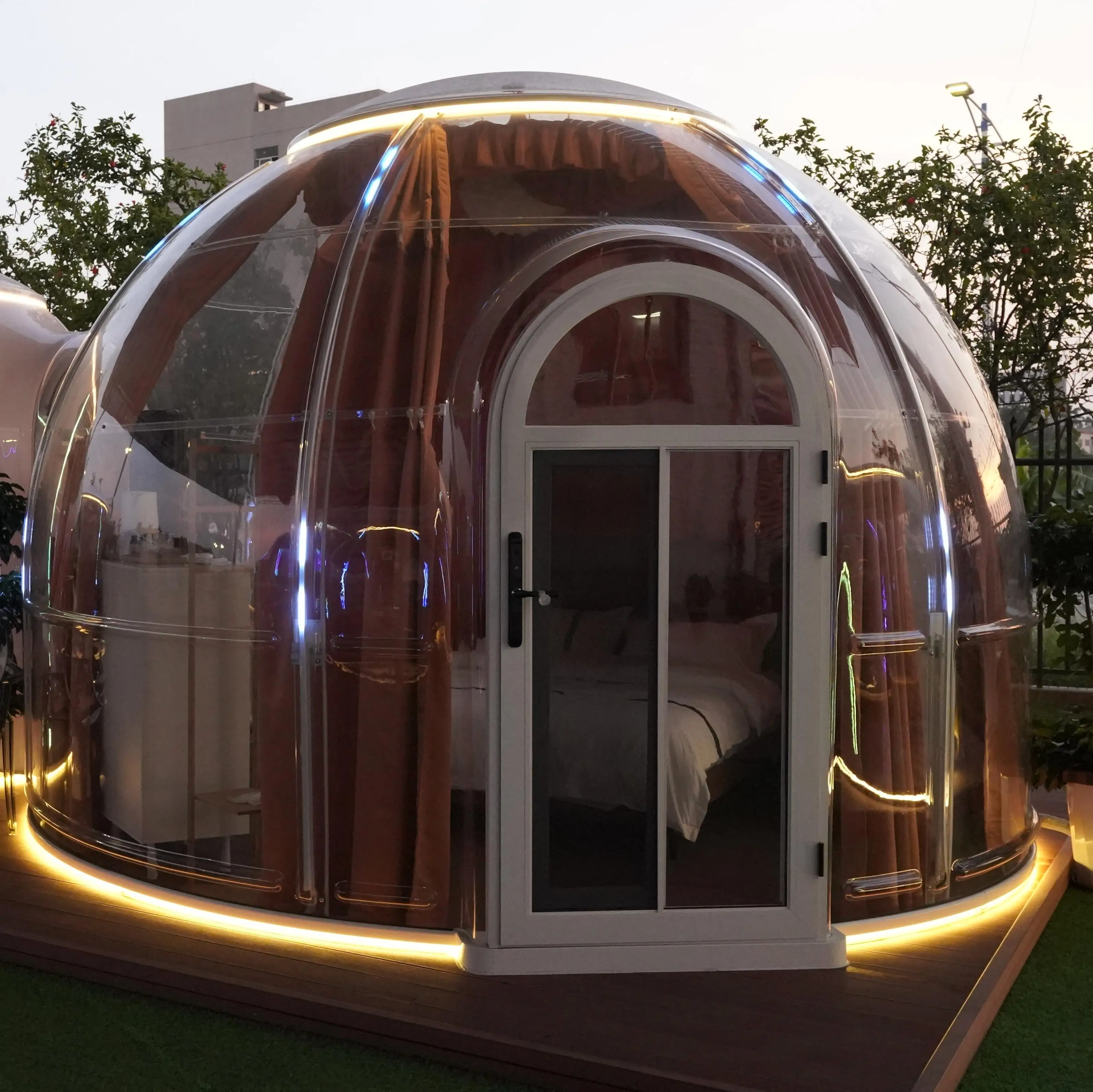 Hot Selling New Design Hotel Polycarbonate Dome Tent Modular Prefab PC Crystal Bubble Dome House For Resort