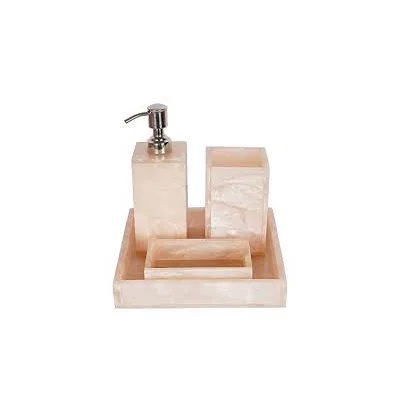 Top selling resin bathroom set Toilet Decor Bathroom Set luxury design 4 Pieces resin pink Bathroom Accessories Set