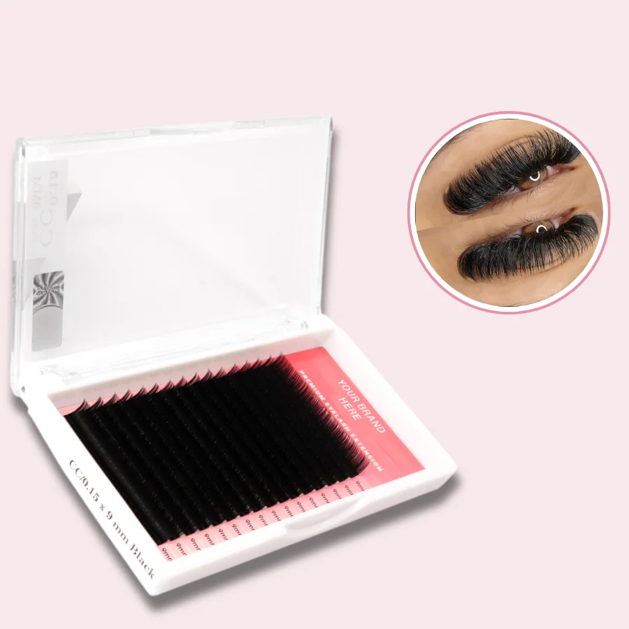 Korean PBT Custom Private Label Faux Mink Individual Lashes Supplies Lash Trays Volume Classic Cashmere Eyelash Extension
