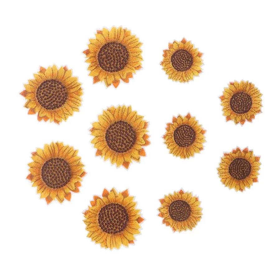 Embroidered Sunflower Patch On Sew On Flower Sticker Jeans Pants Shoes Bags Fabric Appliques Handmade Badge
