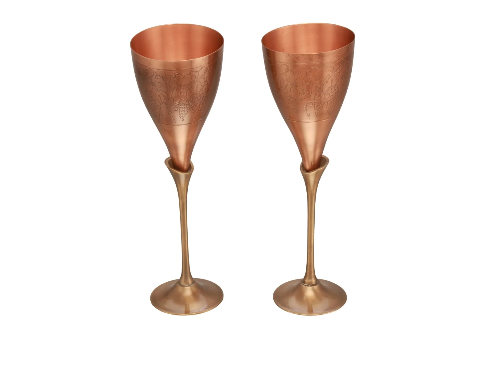 Indian Handmade 100% Copper BPA-Free Classic-Style Champagne Flutes for All Occasions for Parties