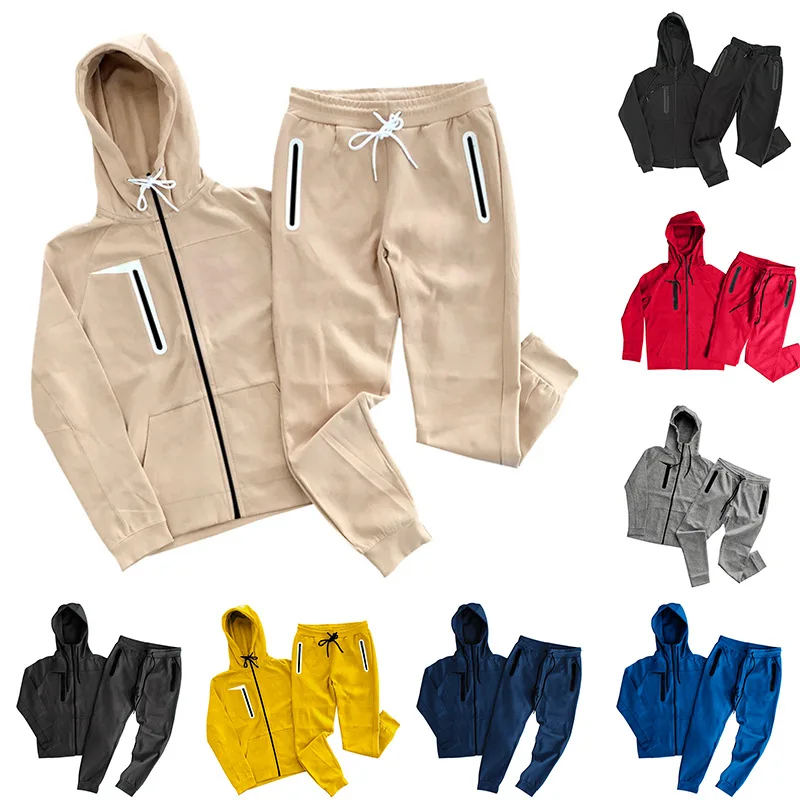 BSCI Manufacturer Wholesale Oversized Cotton Mens Track Suit Sets Custom Zip Up Hoodie Sweatsuit