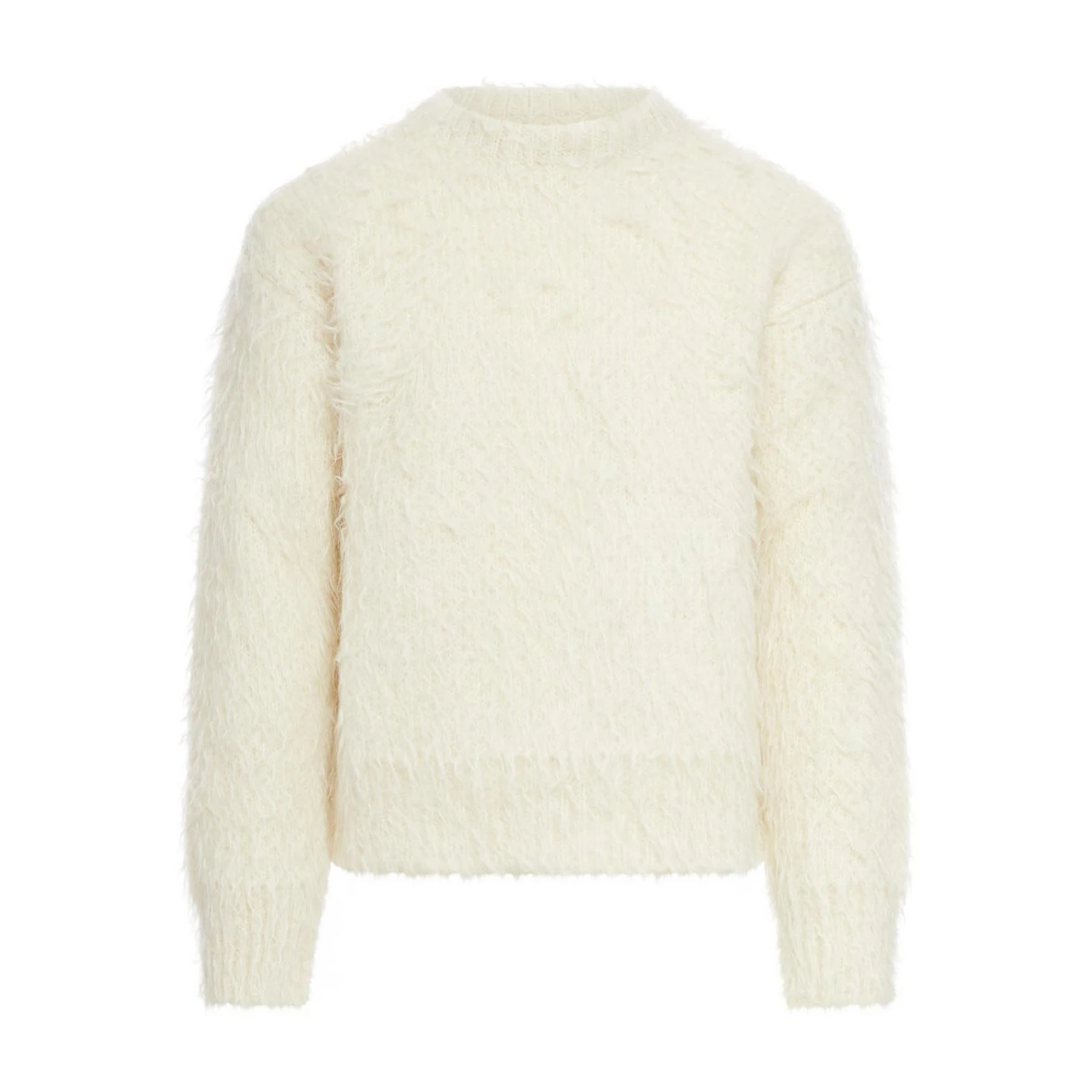 Lupin Felt Custom OEM & ODM Mohair Men Sweater Fuzzy Pullover Knitwear Long Sleeve knitted Crew Neck Knit Mohair Sweater Men