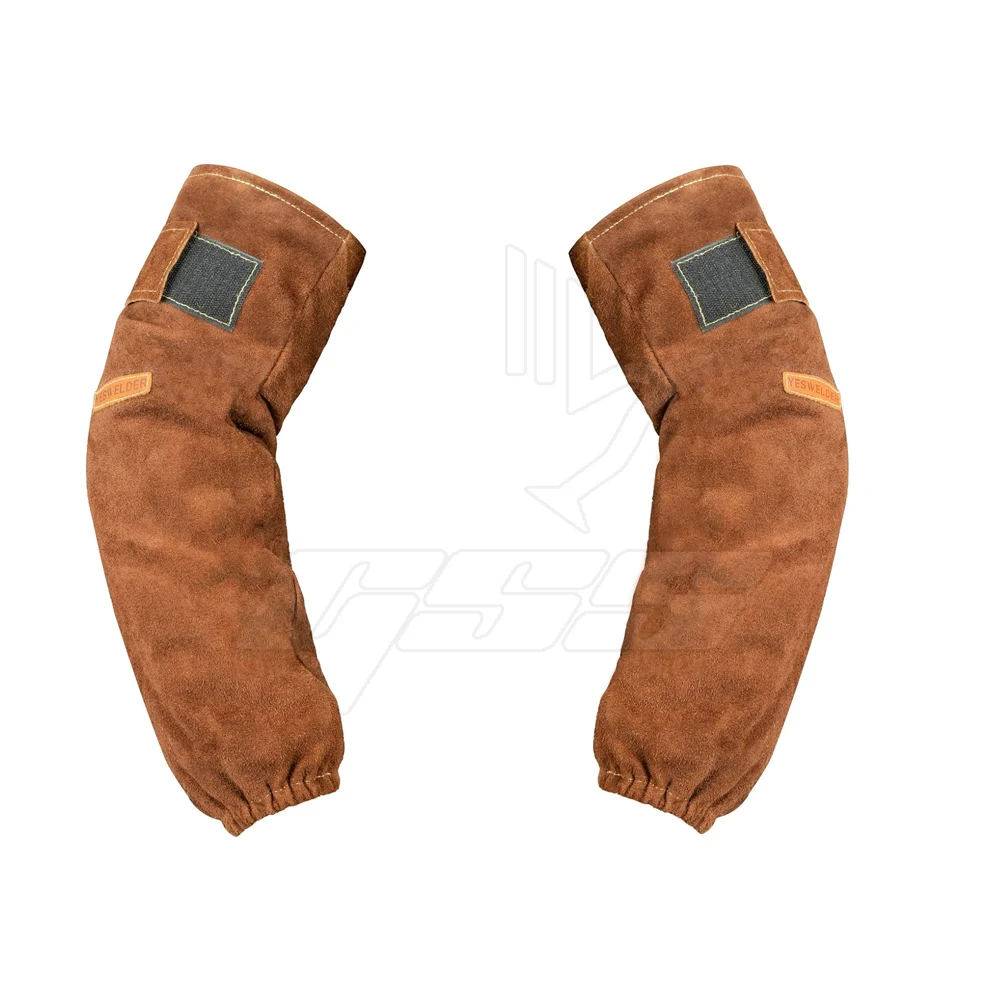 Heat Resistant Cow Split Leather Welding Sleeves /Black palm Welding Sleeves 2024/Fire Protection Red Safety Welding Sleeves
