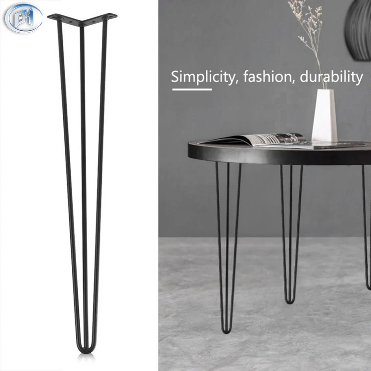 BN Metal Steel Cheap Furniture Coffee Dining Table Black Metal Furniture Legs 2-3 Rods Hairpin Legs For DIY Desk