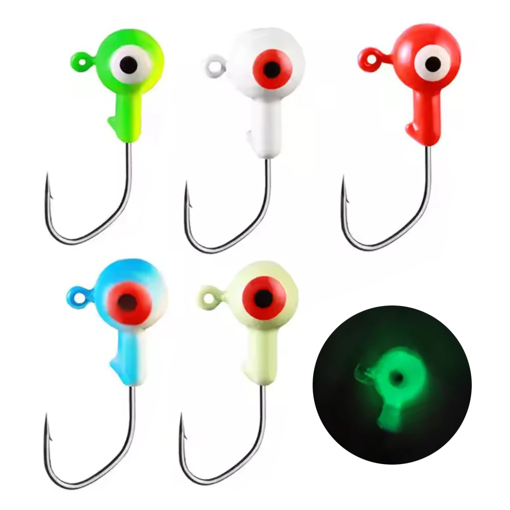 Wholesale Price 1g 2g 3.5g 5g 7g 10g 14g 20g 30G Colorful Jig Heads Fishing Hooks Worm Hook for Soft Lure