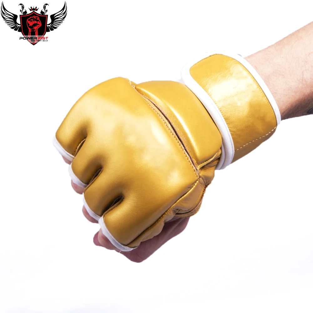 New Top Gold Color MMA Grappling Gloves Punching Training Kickboxing Curve MMA Fight Gloves