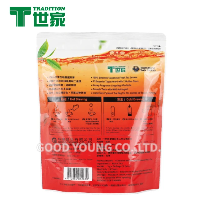 3 г Пирамида чайный пакетик поставщик цельный лист черный чай 24 пакетика