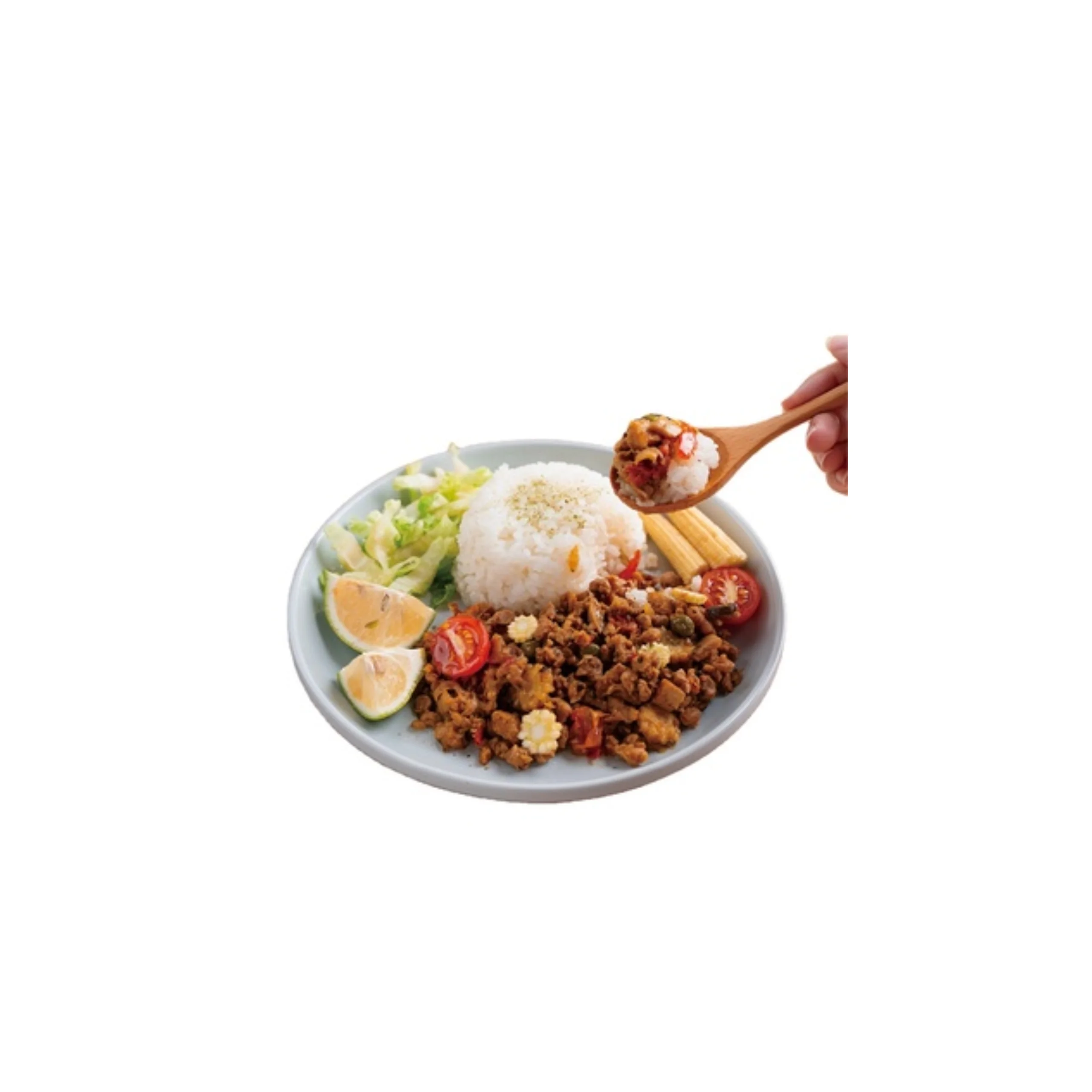 vegan tasty microwavable dinner Thai style plant-based spicy meat