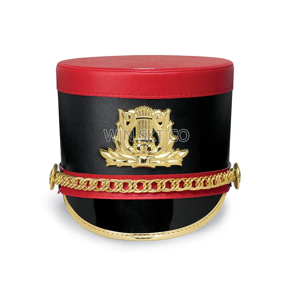 OEM Marching Band Hats for Adults Wholesale Ceremonial Peaks with Bullion Wire Visor Hand Embroidery Band Uniform Hat