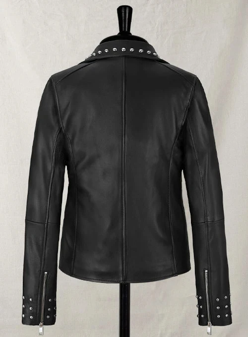 Custom Brand Name Jacket Online Sale Out Store Studded Black Real Leather Women Jackets